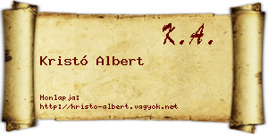 Kristó Albert névjegykártya